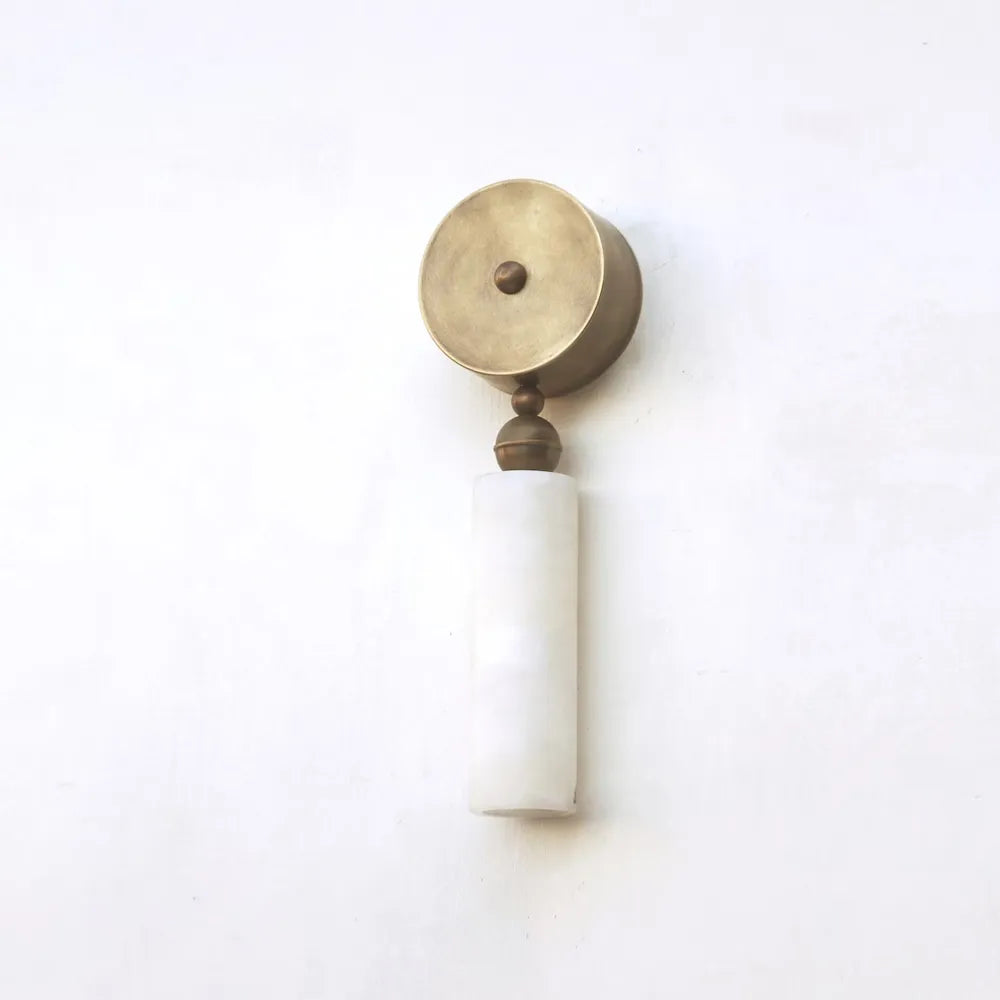 Mid-Century Alabaster Wall Lamp, Elegant Brass Wall Sconce for Mirror or Vanity