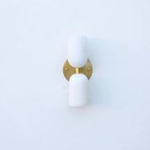 Elegant Vintage French Brass Wall Light with Double Alabaster Shades