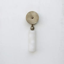 Mid-Century Alabaster Wall Lamp, Elegant Brass Wall Sconce for Mirror or Vanity - View 2