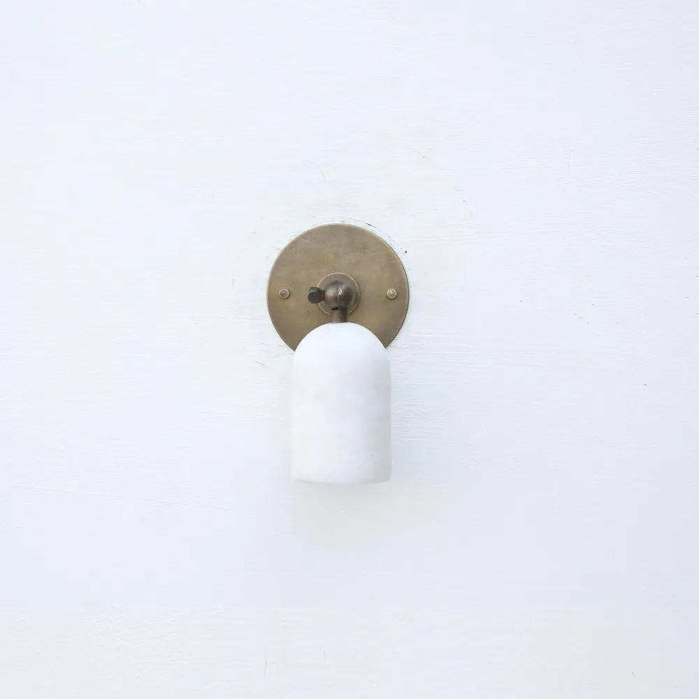 Brass Wall Sconce With Alabaster Shade – Modern Lighting Design - View 2