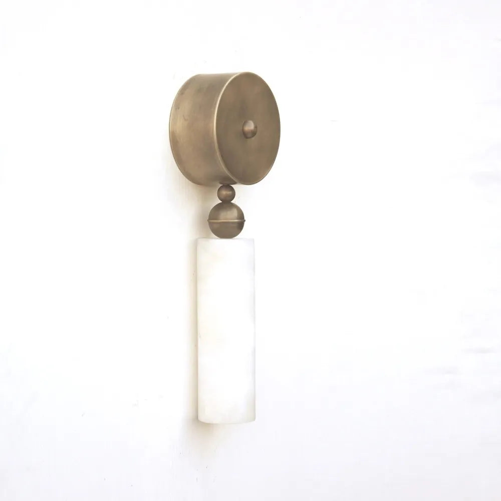 Mid-Century Alabaster Wall Lamp, Elegant Brass Wall Sconce for Mirror or Vanity