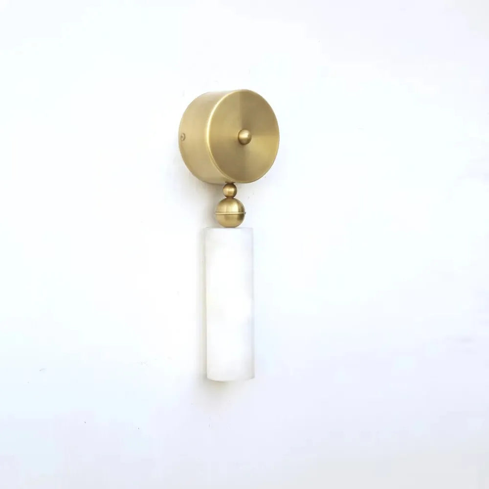 Mid-Century Alabaster Wall Lamp, Elegant Brass Wall Sconce for Mirror or Vanity