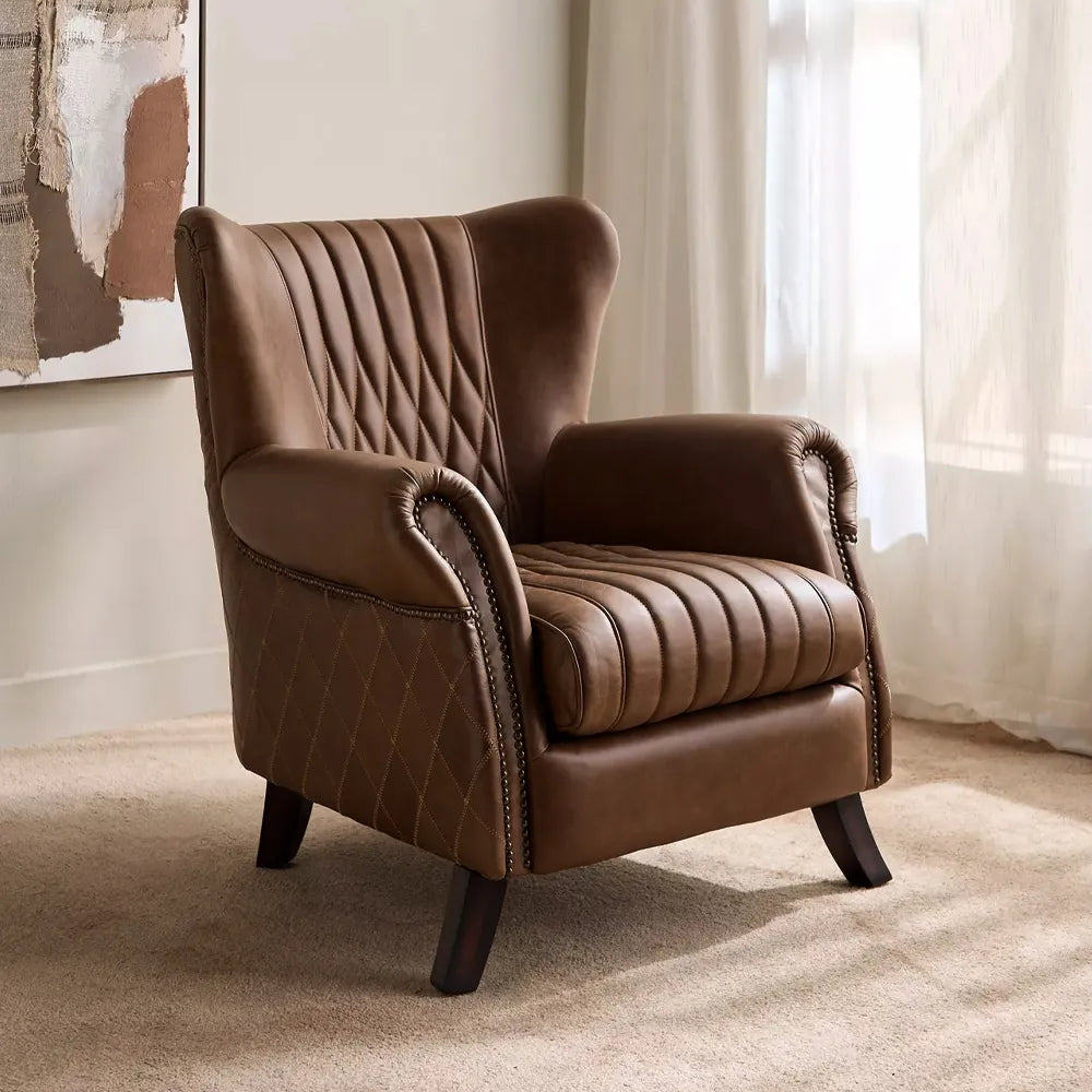 Bugatti Arm Chair Luxury Lounge Chair in Newark Dark Brown