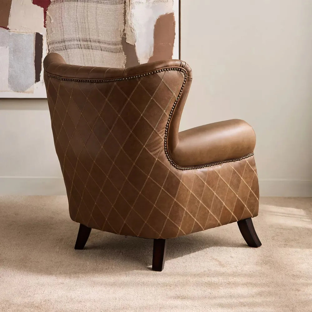 Bugatti Arm Chair Luxury Lounge Chair in Newark Dark Brown