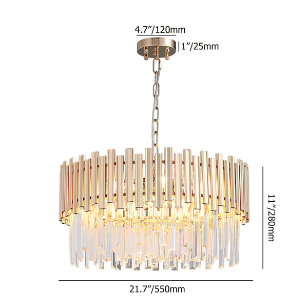 Tierizo Chain Tiered Gold Round Crystal Chandelier Modern