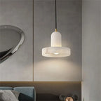 Carrara Alabaster Pendant Lamp – Hat Shaped Pendant Modern Minimalist Lighting