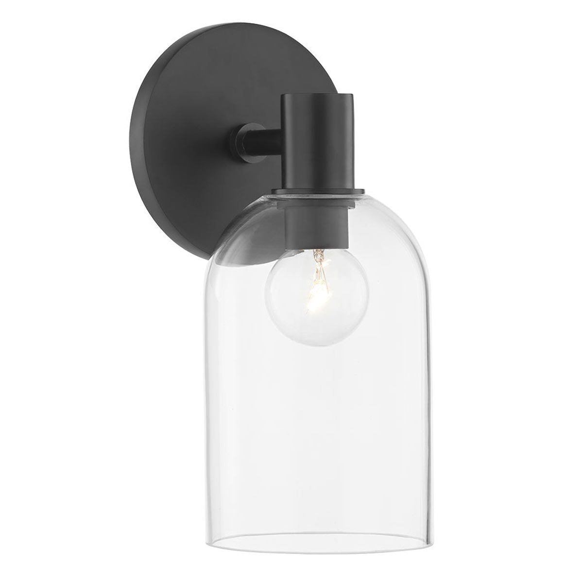 2-Light Vanity Sconce Cassio — Aged Brass with Clear Glass Cloche