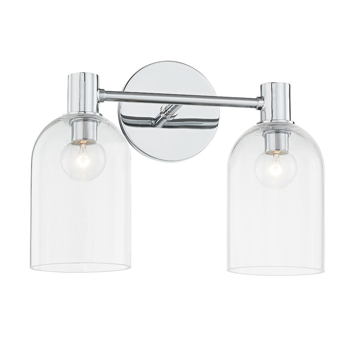 2-Light Vanity Sconce Cassio — Aged Brass with Clear Glass Cloche
