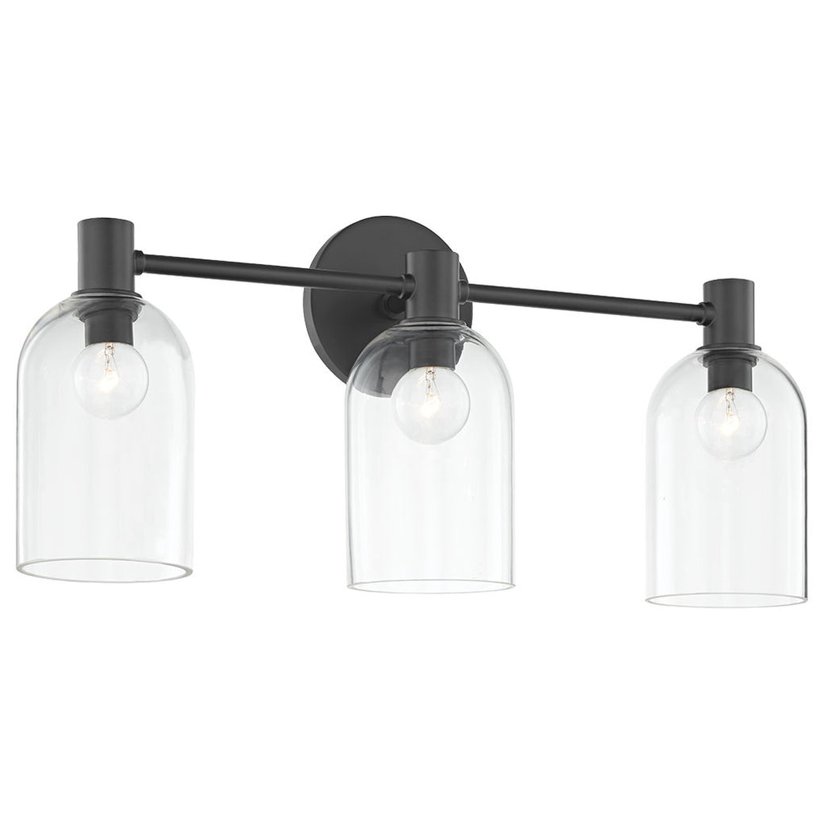 2-Light Vanity Sconce Cassio — Aged Brass with Clear Glass Cloche