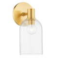 2-Light Vanity Sconce Cassio — Aged Brass with Clear Glass Cloche