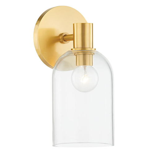2-Light Vanity Sconce Cassio — Aged Brass with Clear Glass Cloche