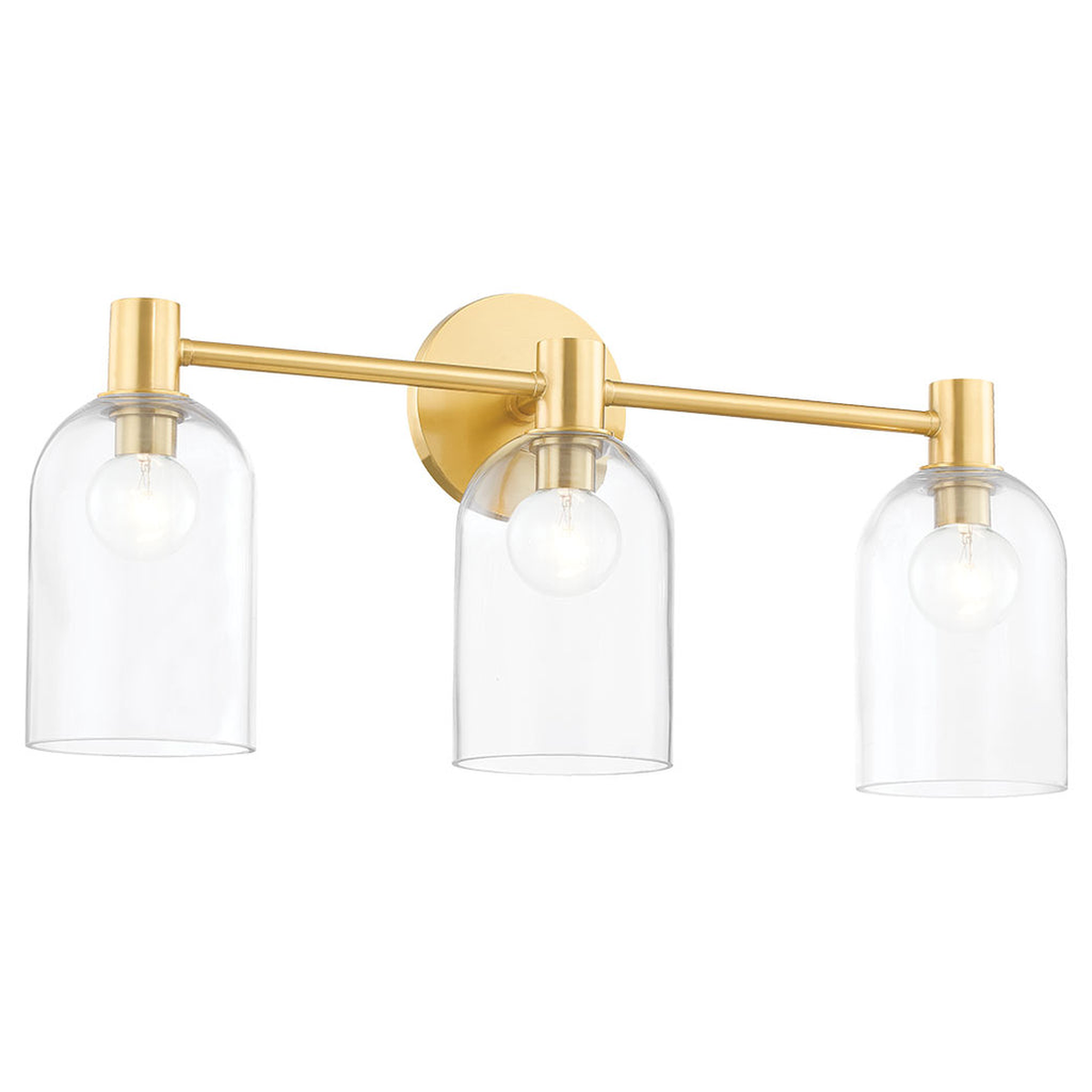 2-Light Vanity Sconce Cassio — Aged Brass with Clear Glass Cloche