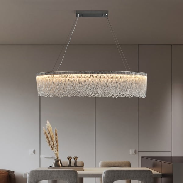 chrome tassel chandelier