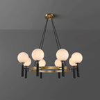 white glass round chandelier