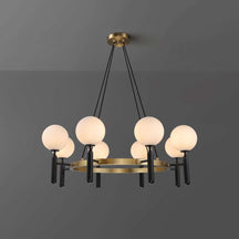 white glass round chandelier