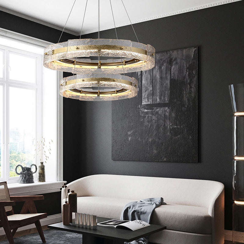 glass led ring chandelier