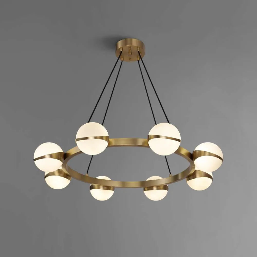 globe glass round chandelier