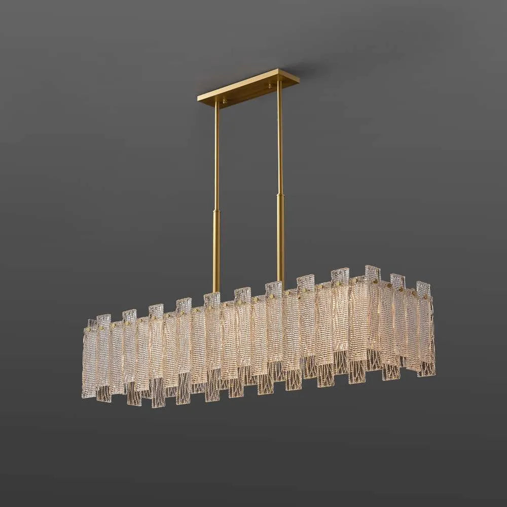 brass chandelier with textural glass