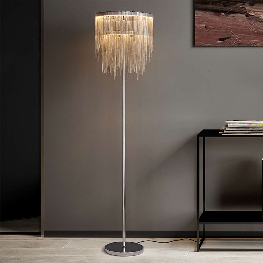 minimalist floor lamp with tassel shade