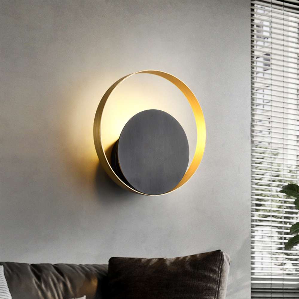 Modern Black & Bronze Circle Venicem Wall Light Fixtures - View 2
