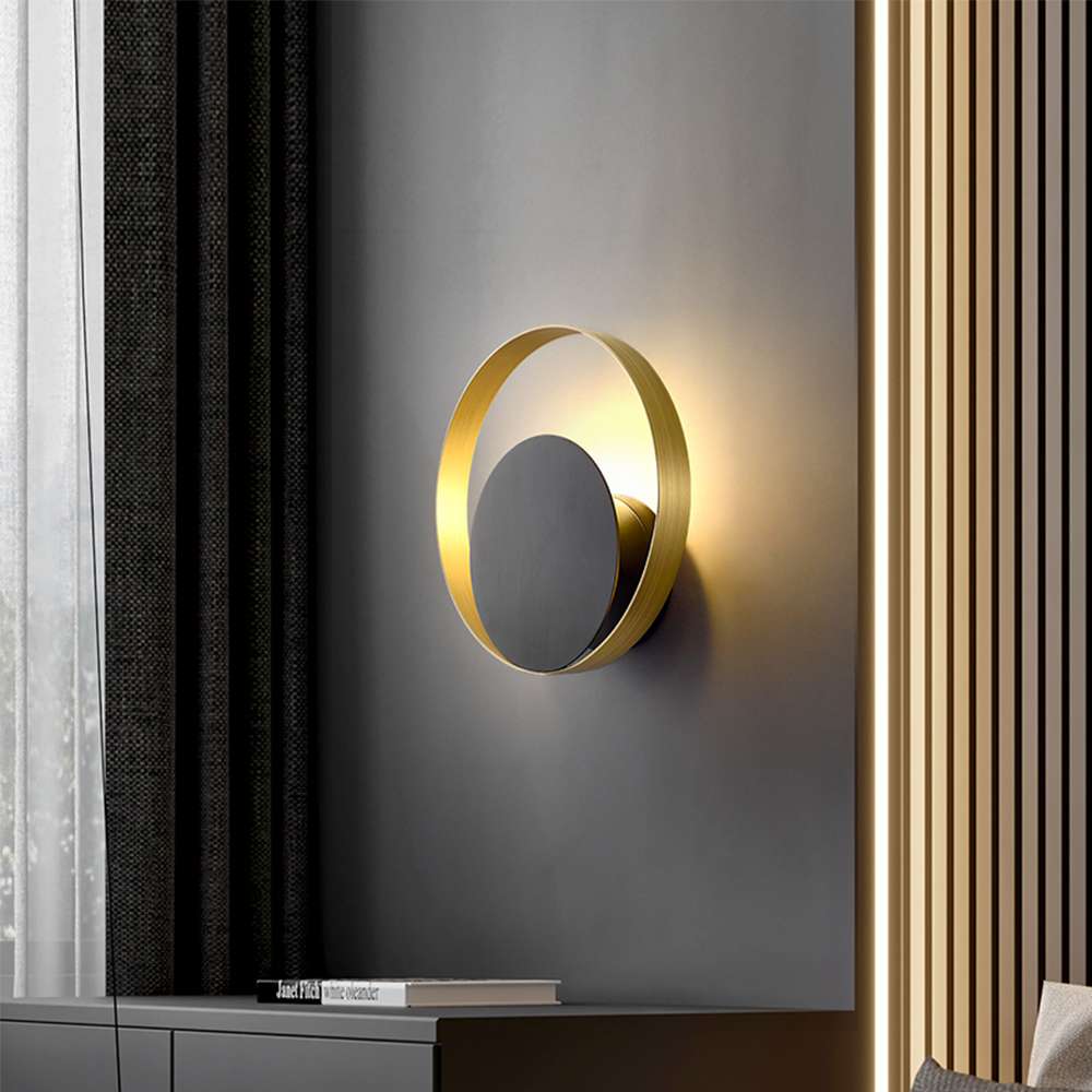 Modern Black & Bronze Circle Venicem Wall Light Fixtures - View 3