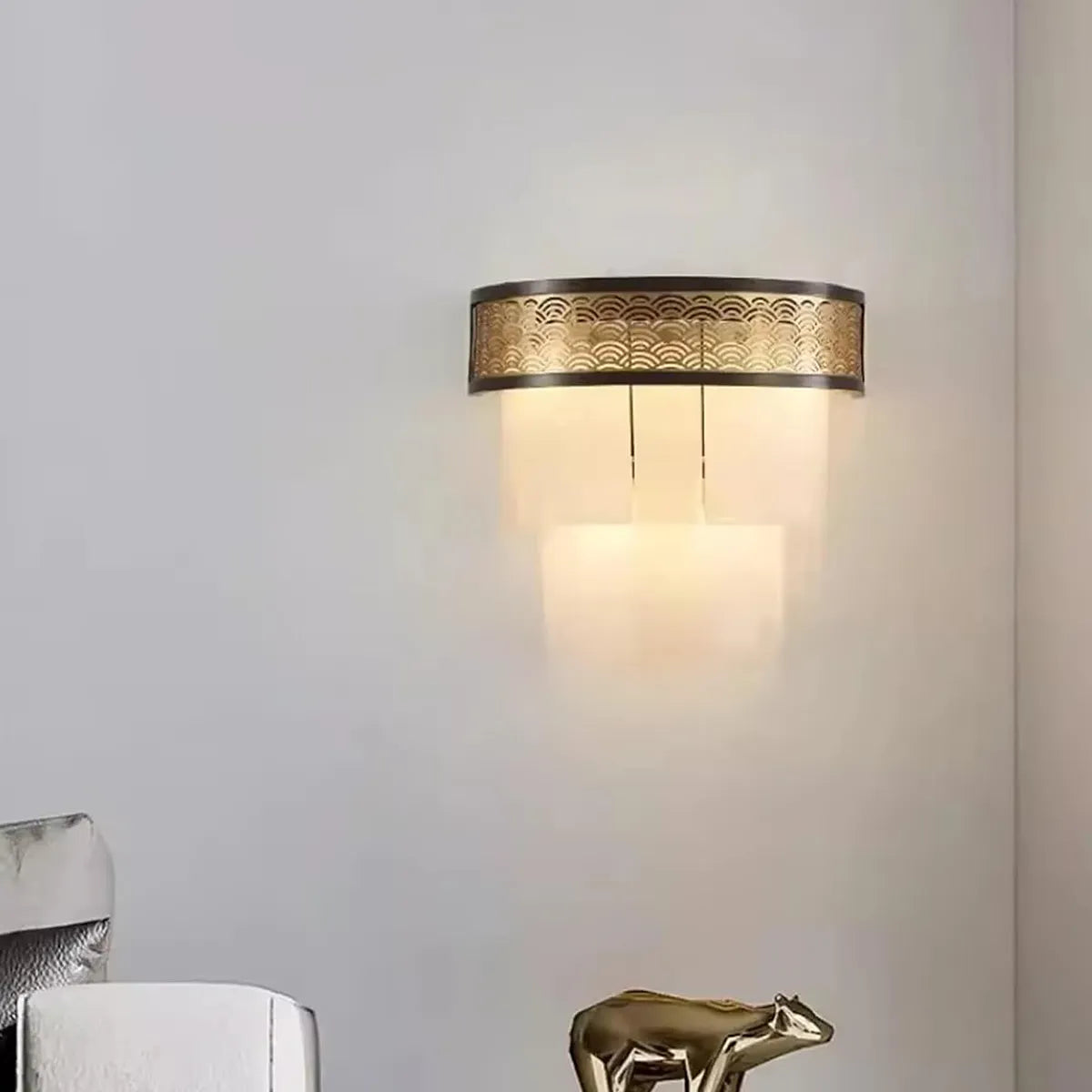Classic Multi-Layer Alabaster Wall Lamp | Textured Accent Lighting