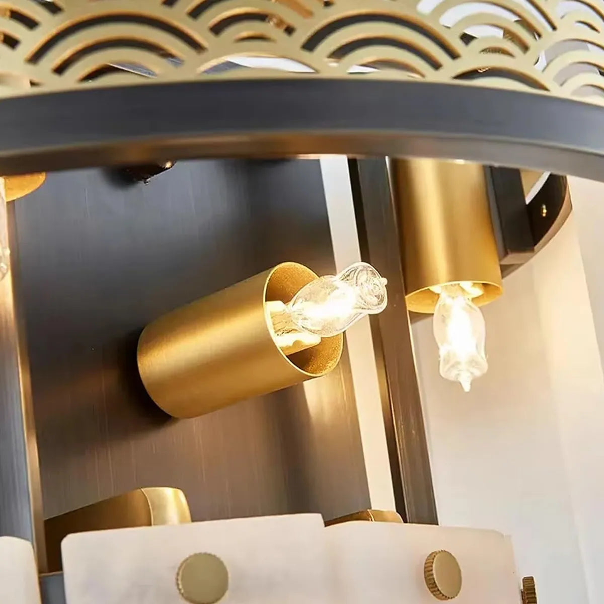 Classic Multi-Layer Alabaster Wall Lamp | Textured Accent Lighting - View 4