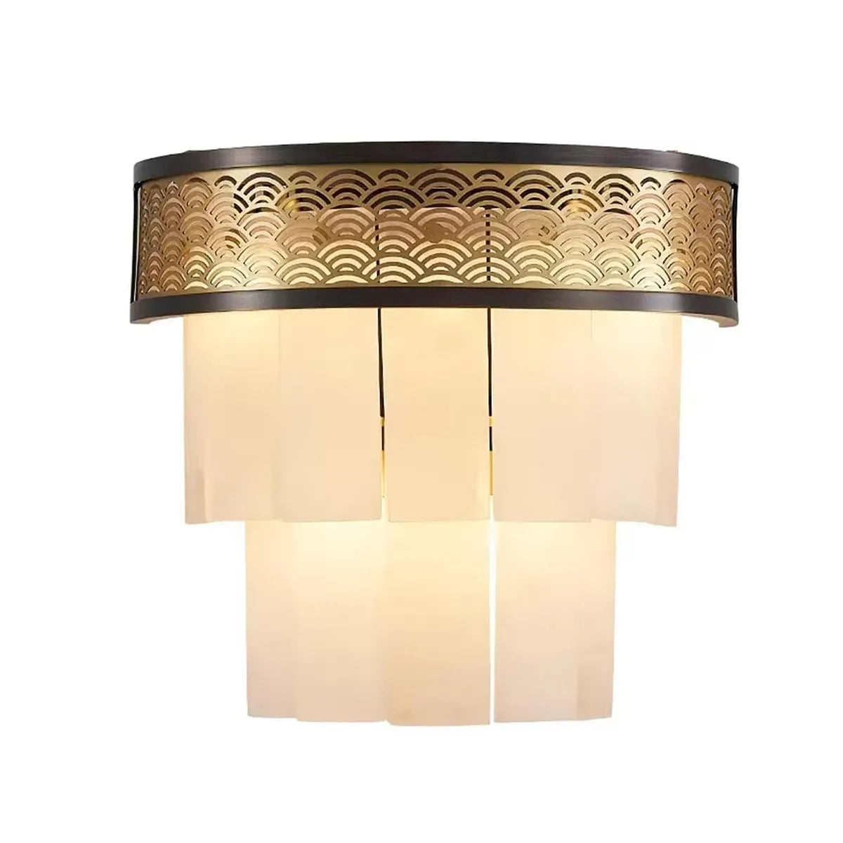 Classic Multi-Layer Alabaster Wall Lamp | Textured Accent Lighting - View 5