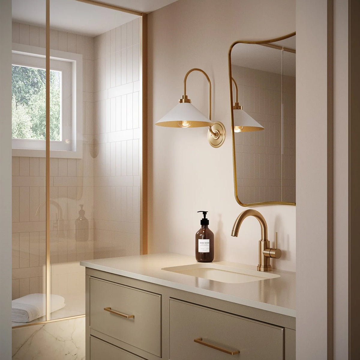 Clivedon Aged Brass Globe Bathroom Vanity Sconce