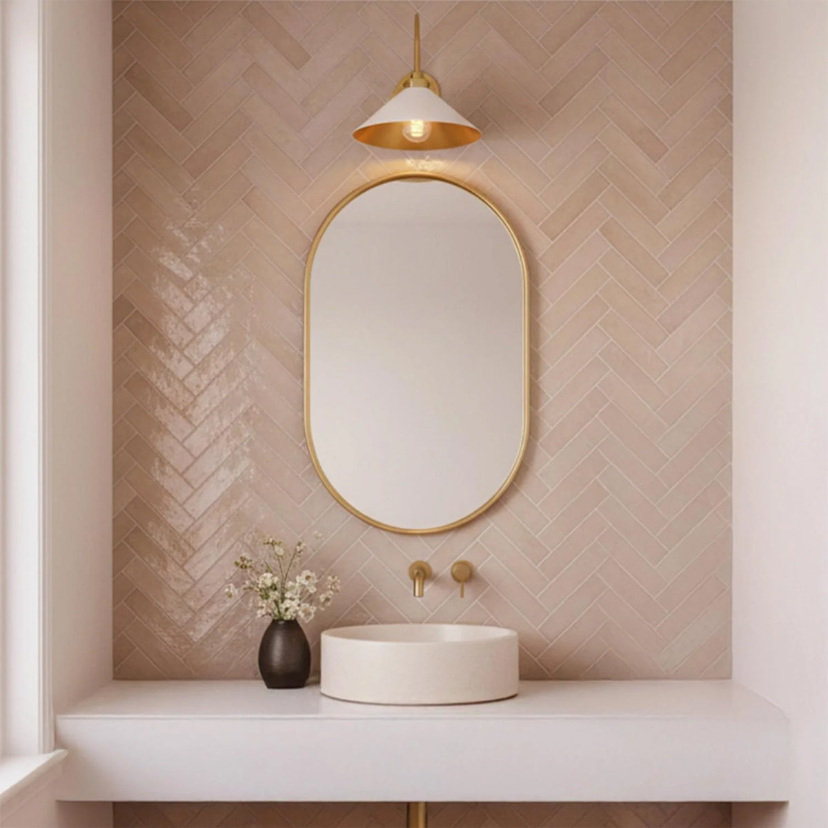 Clivedon Aged Brass Globe Bathroom Vanity Sconce