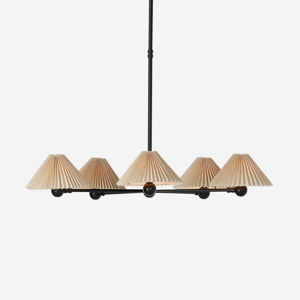 Clyde Chandelier — Mid-Century Brass Ceiling Light with Warm Open-Arm Glow