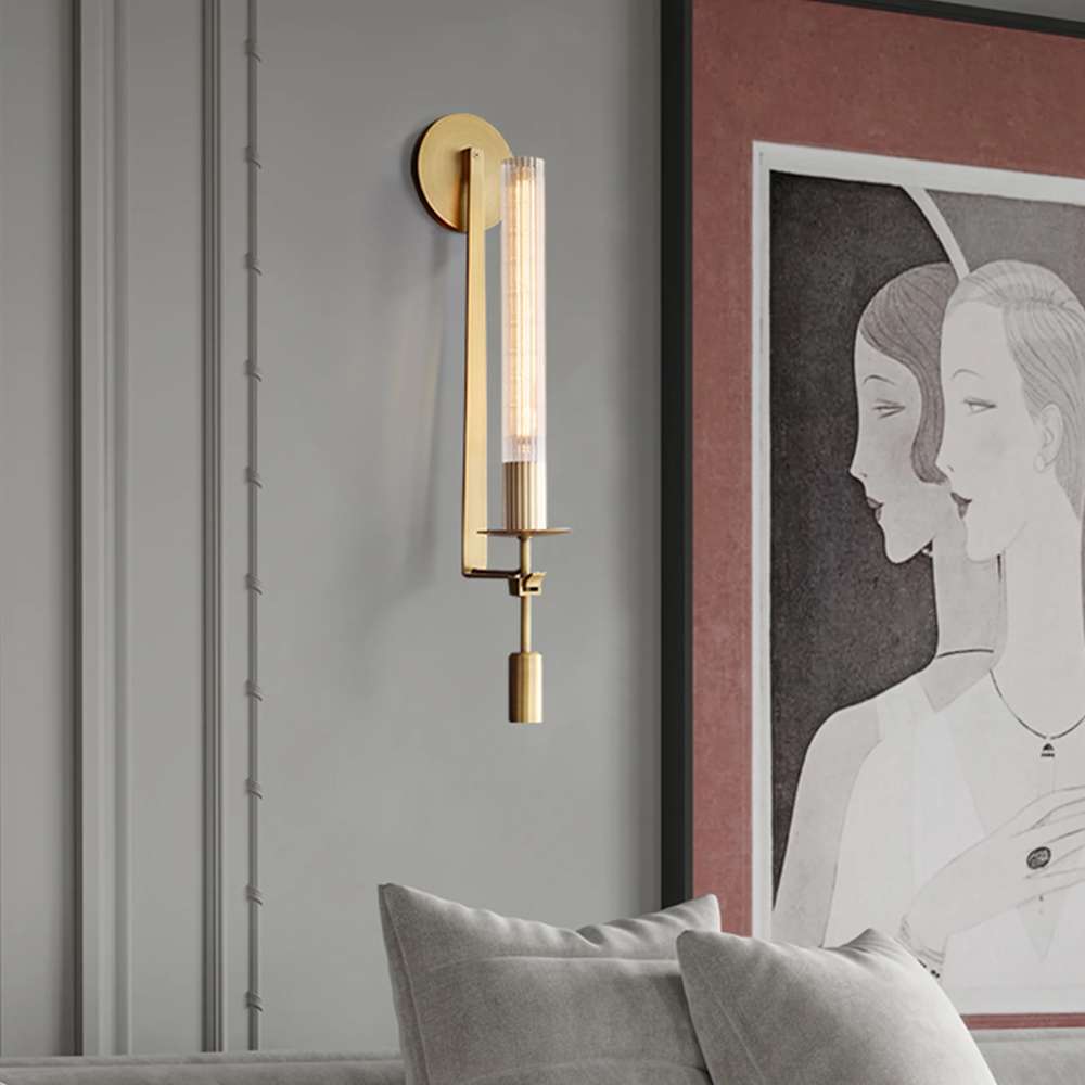 vertical column glass sconce
