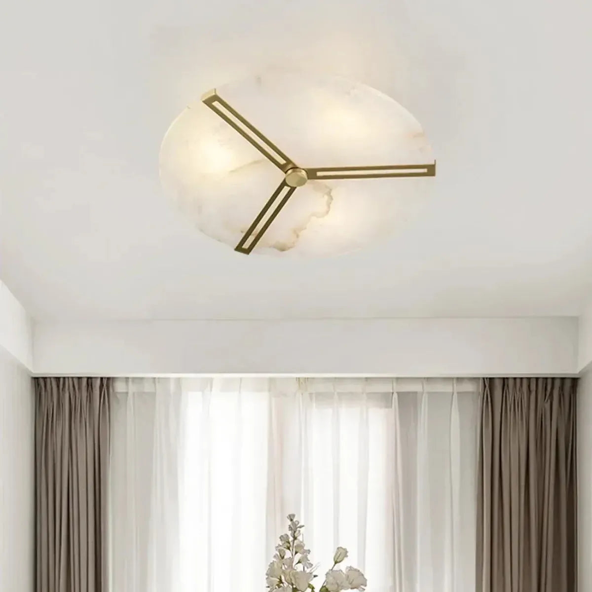 Copper Alabaster Ceiling Light – Modern Flush Mount Lighting for Living Room - View 3