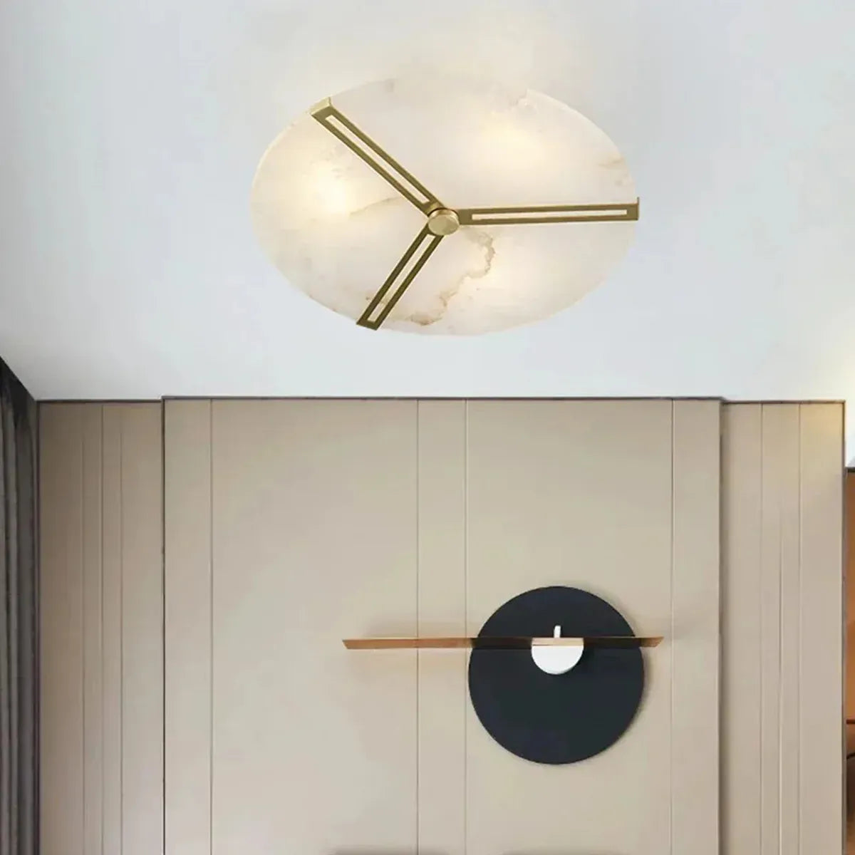 Copper Alabaster Ceiling Light – Modern Flush Mount Lighting for Living Room - View 4