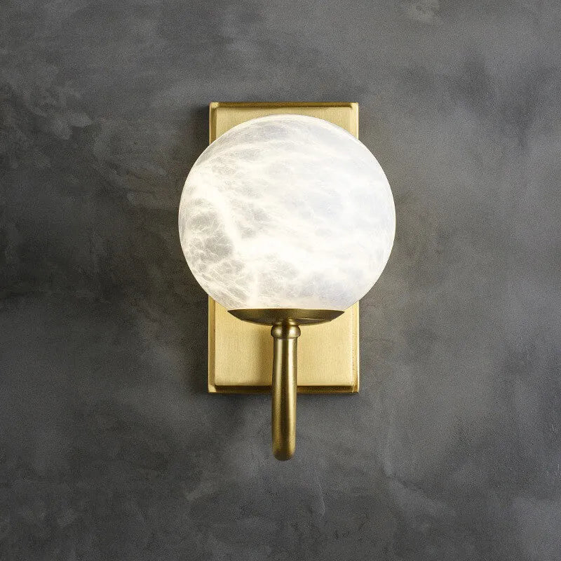 Copper Alabaster Wall Lamp | Brass Accent Globe Sconce for Refined Interiors