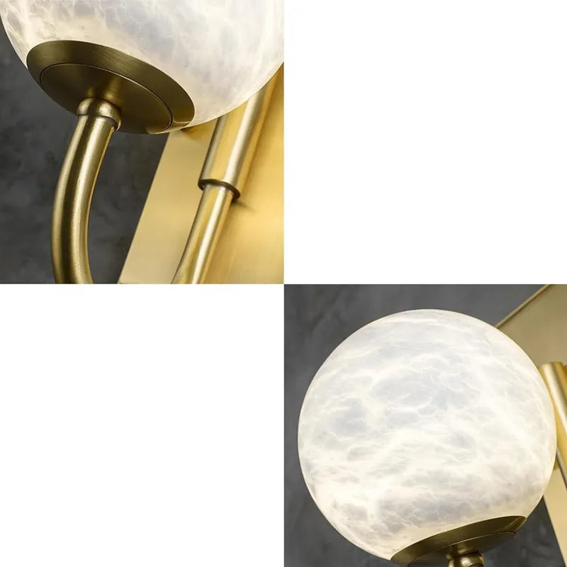 Copper Alabaster Wall Lamp | Brass Accent Globe Sconce for Refined Interiors - View 5