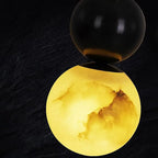 Copper Wall Sconce with Alabaster Shade | Black & Brass Modern Ball Design - View 2