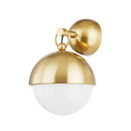 Althea Sconce - Polished Brass Globe Wall Sconce with Opal Glass