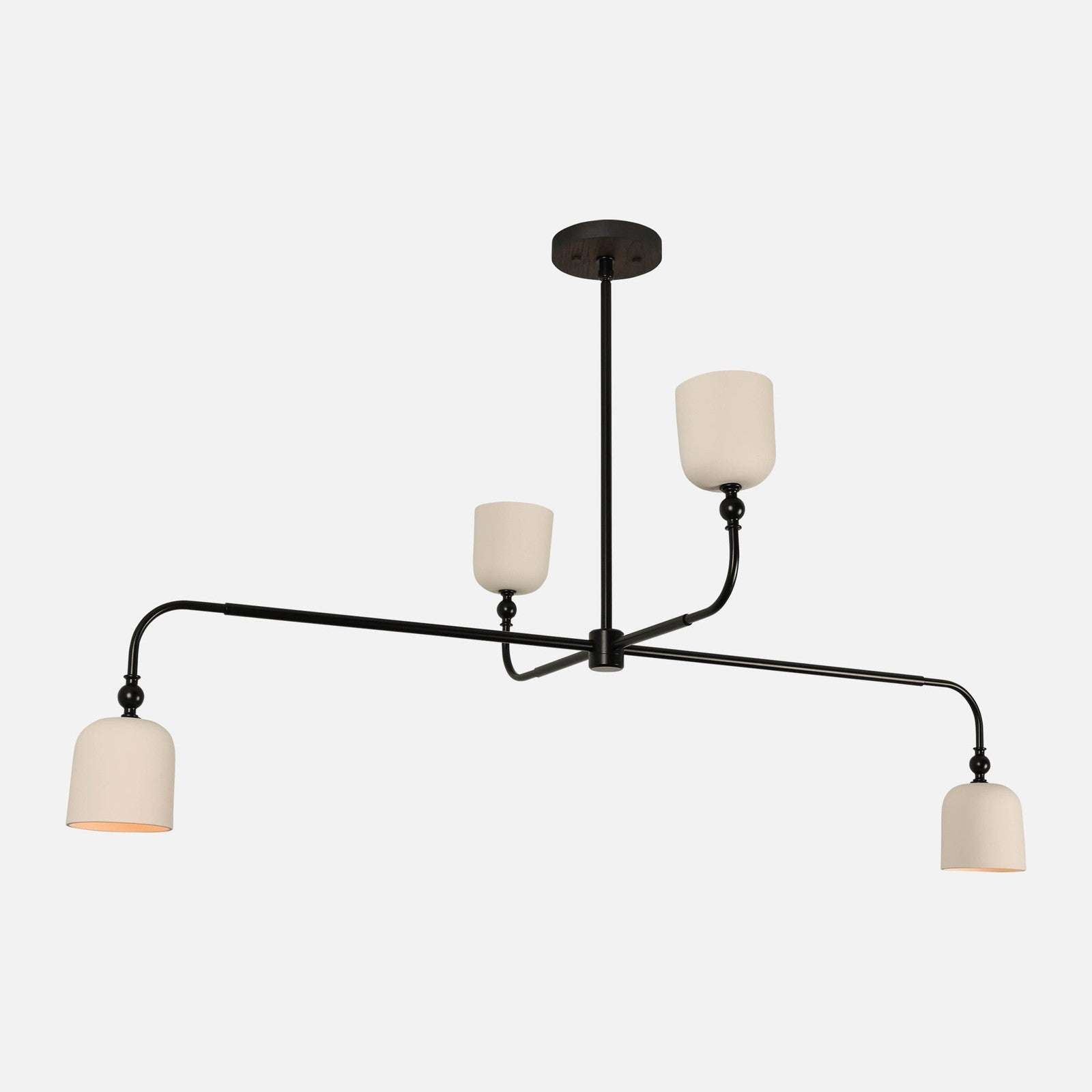 Corwin Porcelain Shade Chandelier — Artisan Ceramic Multi-Arm Ceiling Light with Warm Downlight