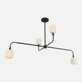 Corwin Porcelain Shade Chandelier artisan ceramic multi-arm ceiling light with warm downlight in modern dining room interior