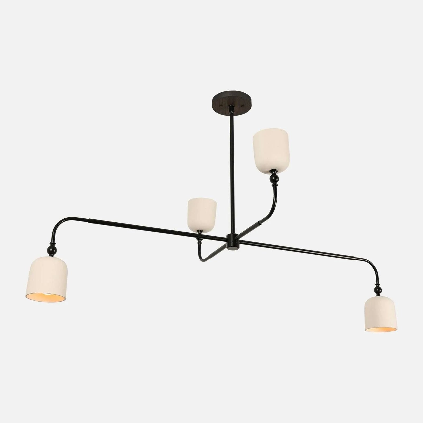 Corwin Porcelain Shade Chandelier artisan ceramic multi-arm ceiling light with warm downlight in modern dining room interior