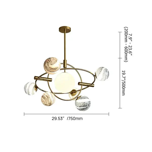 Creative Modern Brass Rotating Planet Round Chandelier - View 8