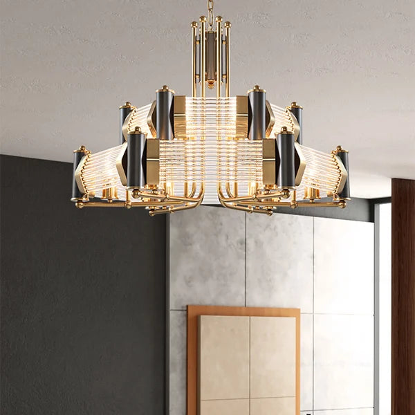 brass glass rods chandelier