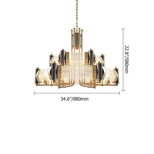 glass rods brass chandelier