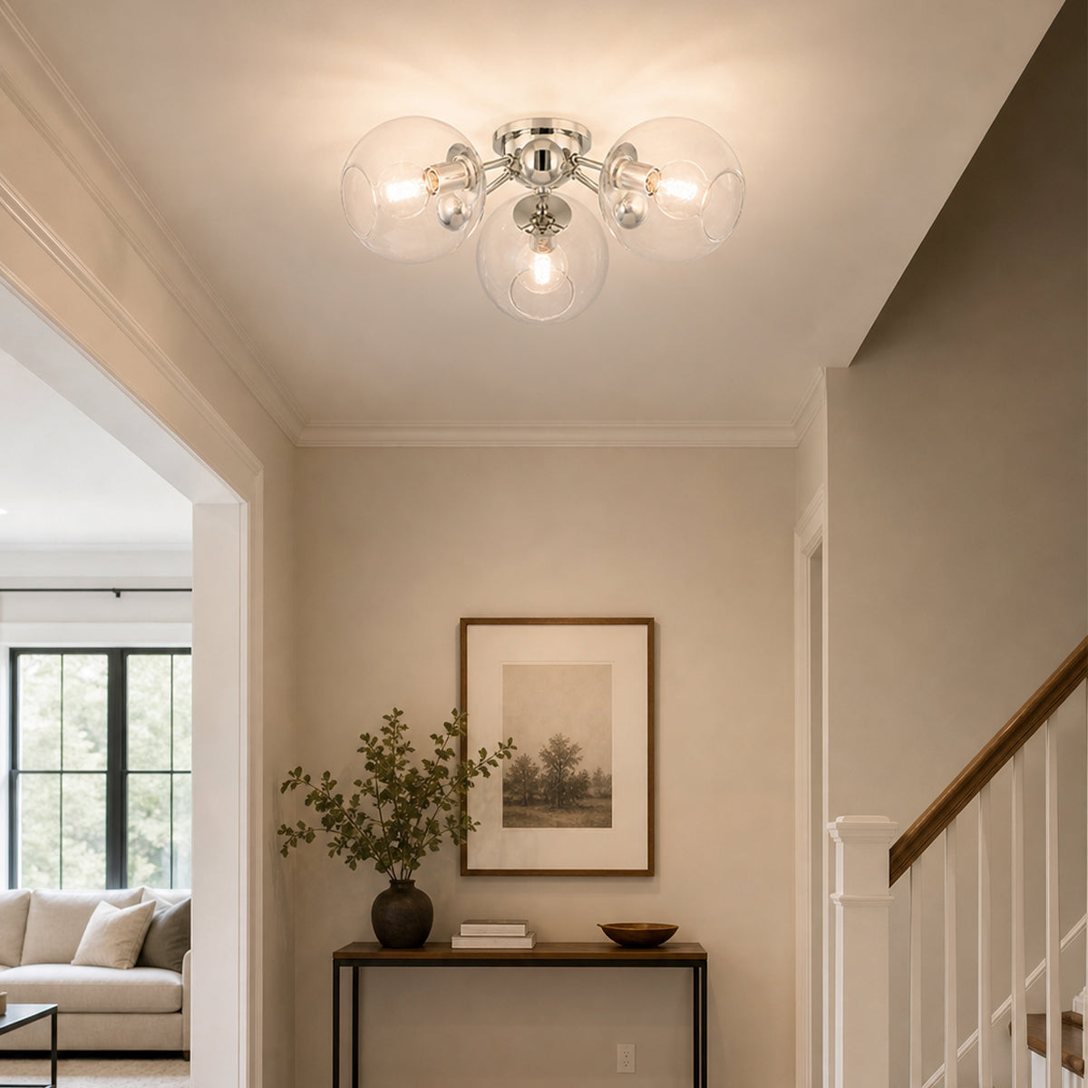 Crystal Orb Semi-Flush Mount Ceiling Light