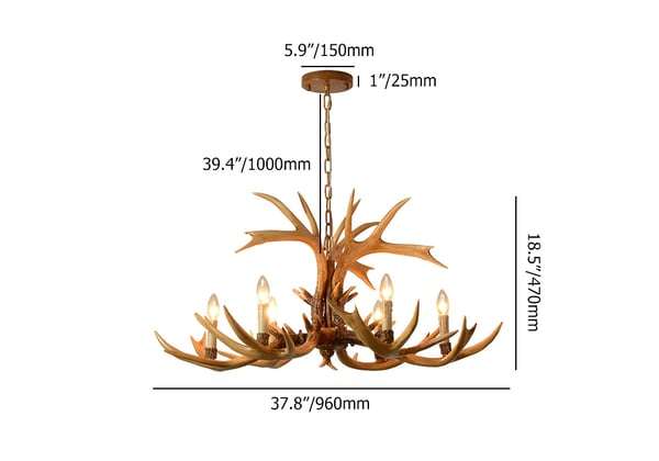 resin deer horn large candelabra chandelier