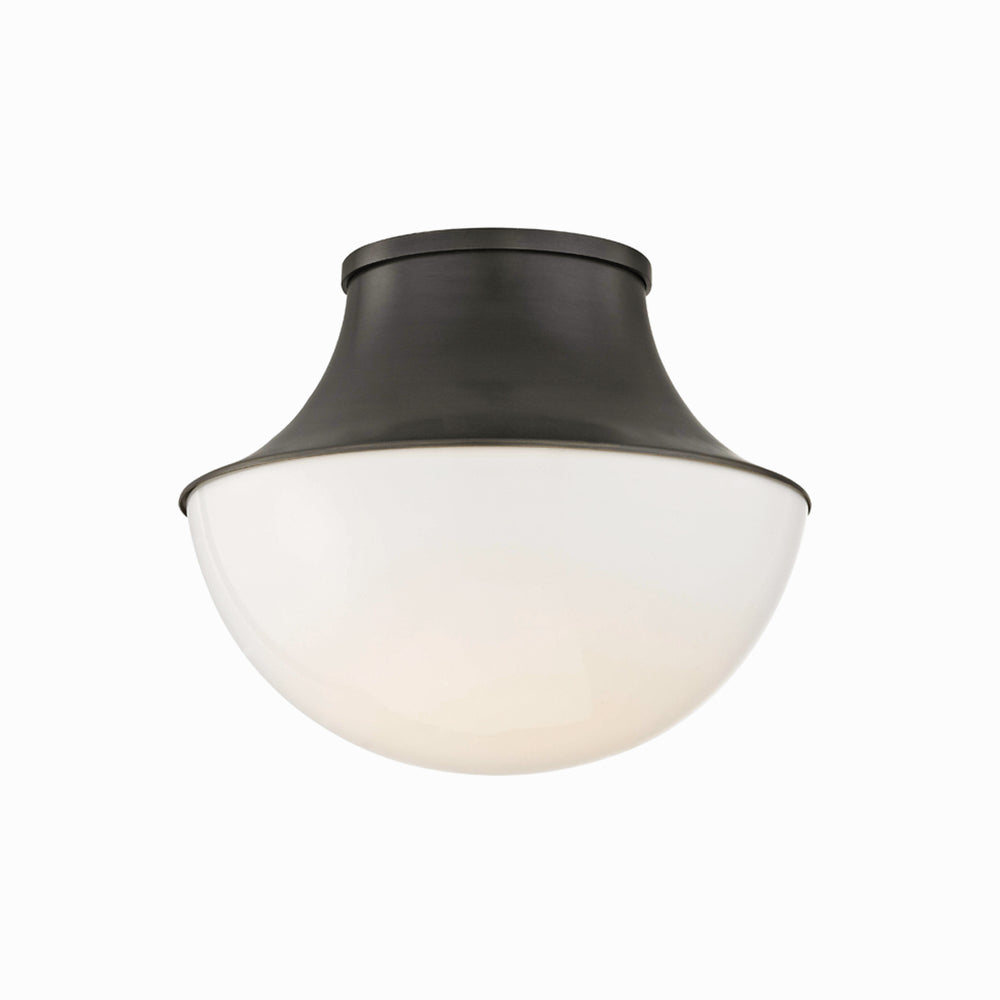 Demi-Globe Opal Glass and Spun Metal Flush Mount Ceiling Light