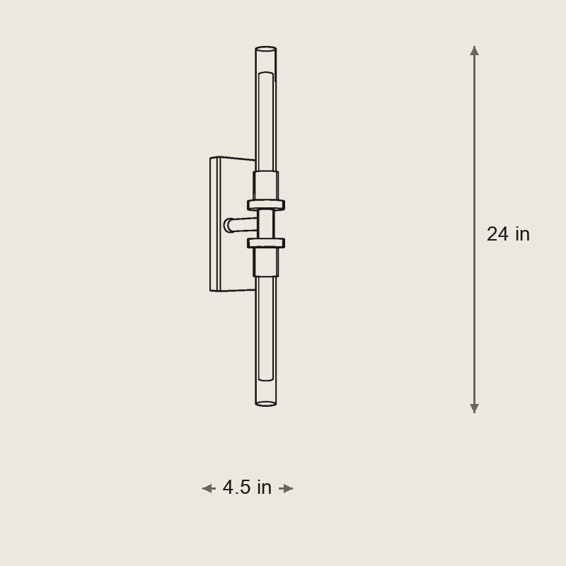Andreas Double Sconce — Dimensions: 4.5 in width, 24 in height, 5.25 in depth, 3.86 lb weight