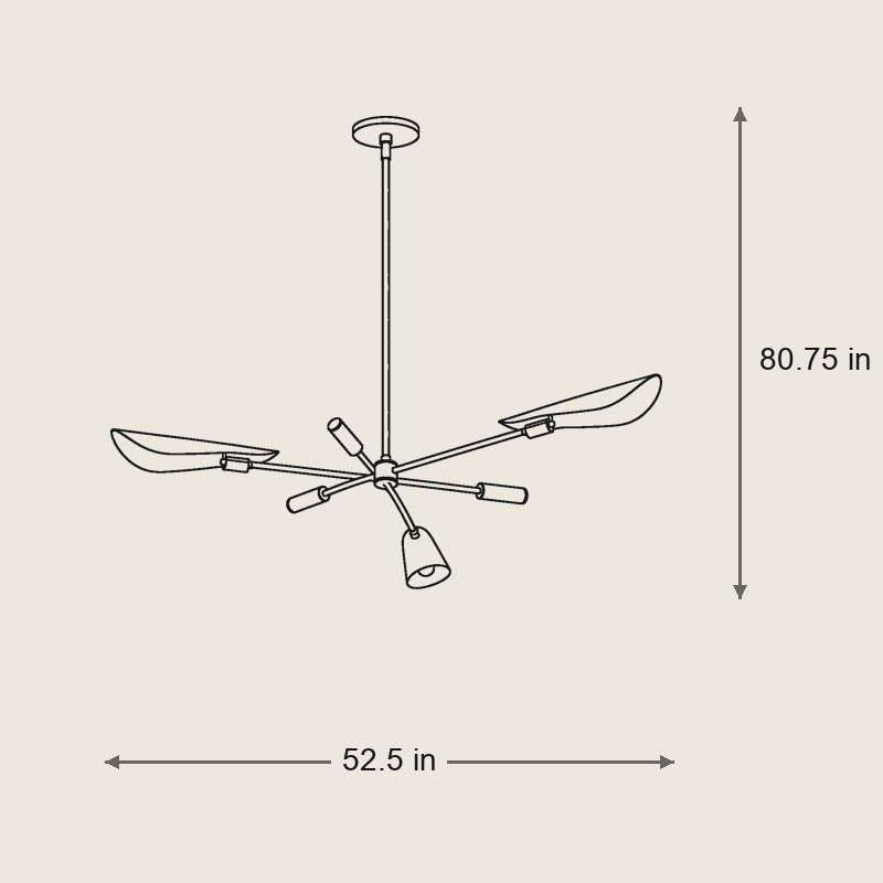 Astrid Chandelier — Dimensions: 52.5 in diameter, 7 in height, 14.75 in chain, cut to length