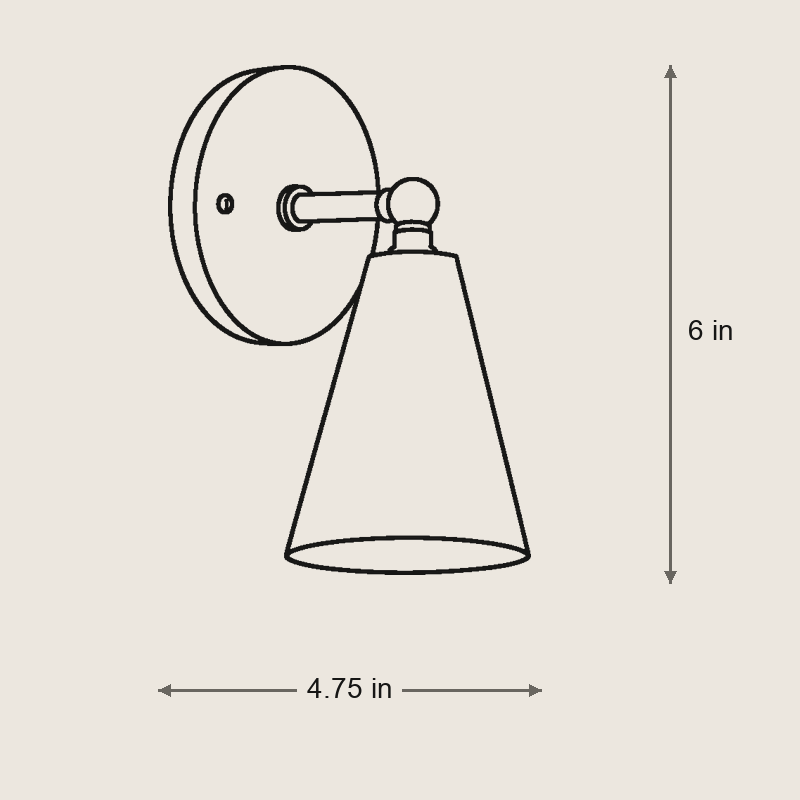 Aged Brass Wall Sconce - Mid Century Modern Light Fixture — Dimensions: 